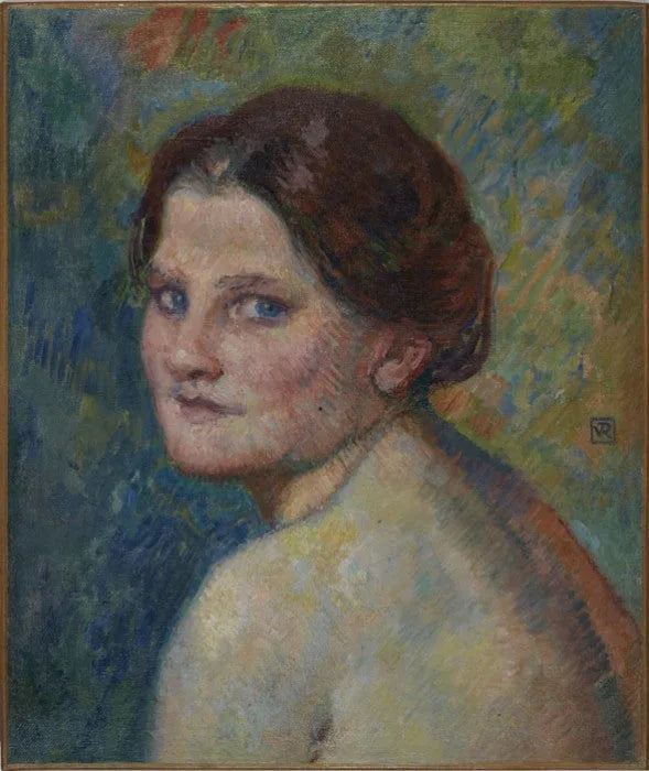 Visage de femme en plein air - Théo van Rysselberghe image 1 reproduction de peinture à l’huile