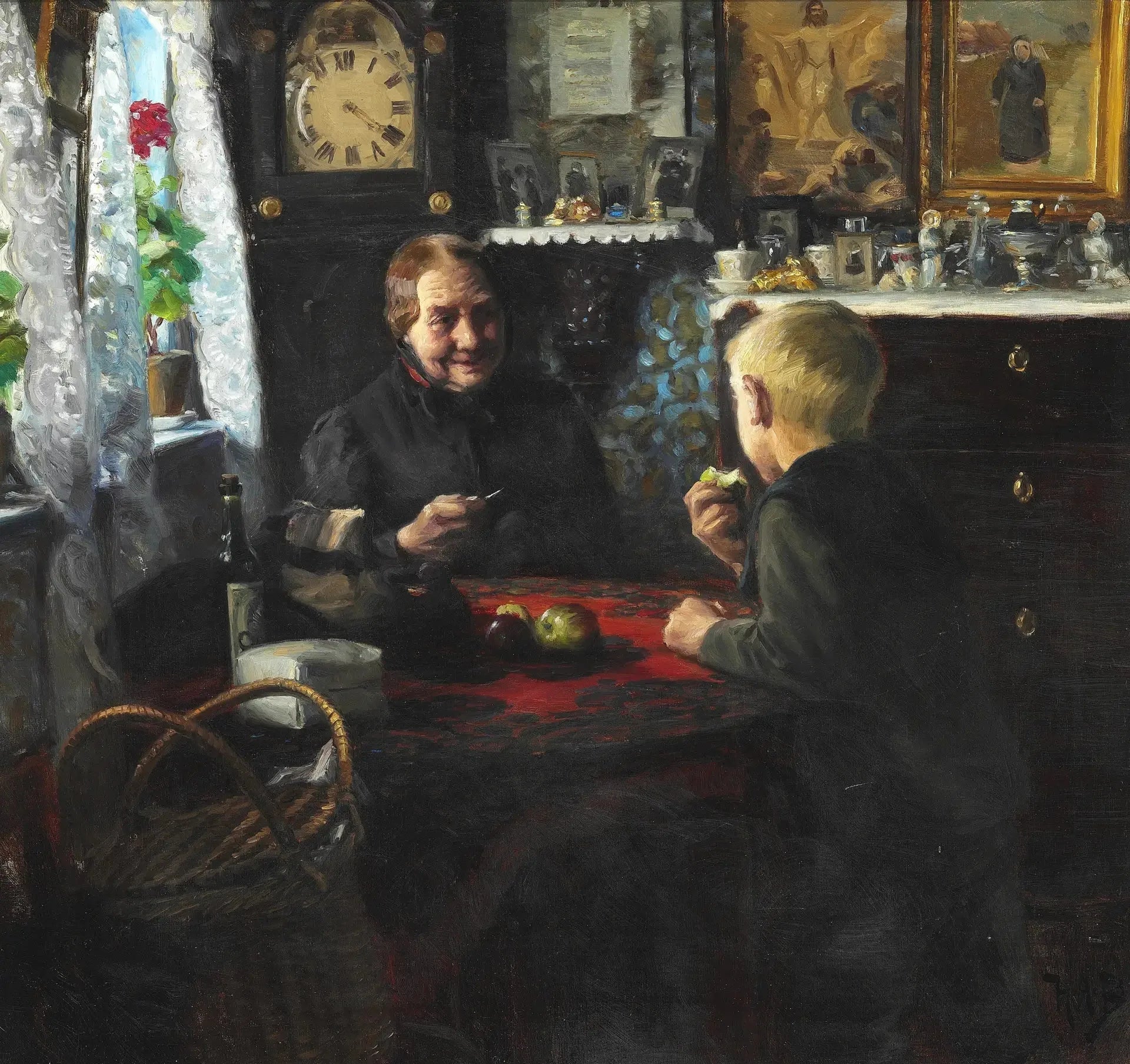 Visite à grand-mère - H. A. Brendekilde image 1 tableau peint à l’huile sur toile