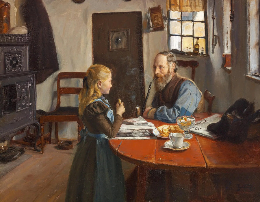 Visite chez grand-père. - H. A. Brendekilde