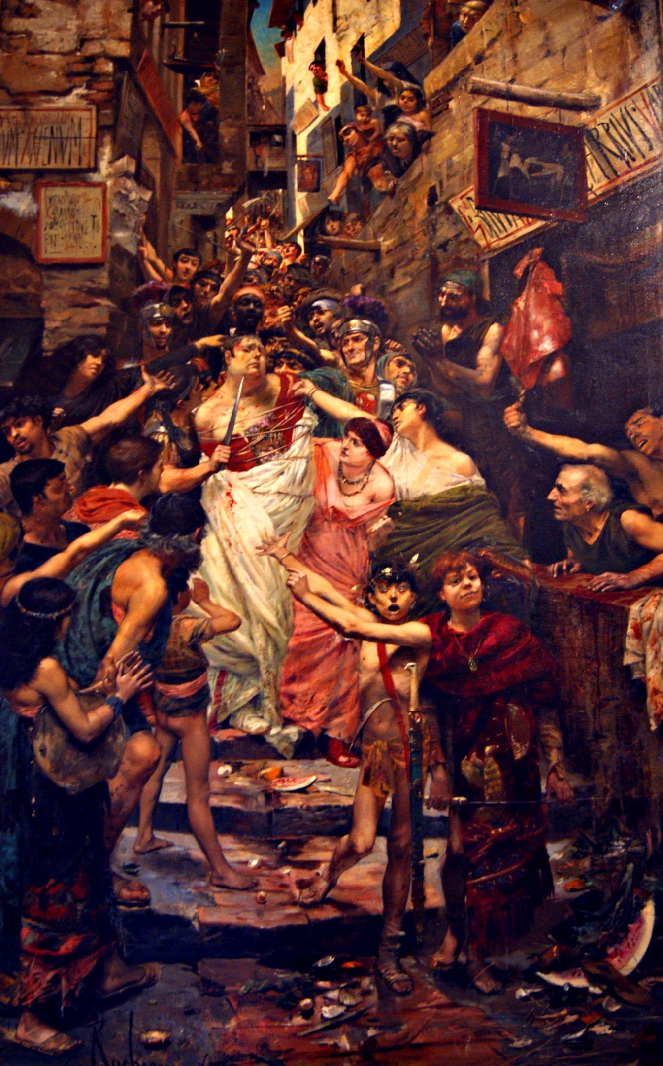 Vitellius traîné dans les rues de Rome par la population - Georges-Antoine Rochegrosse image 1 tableau peint à l’huile sur toile