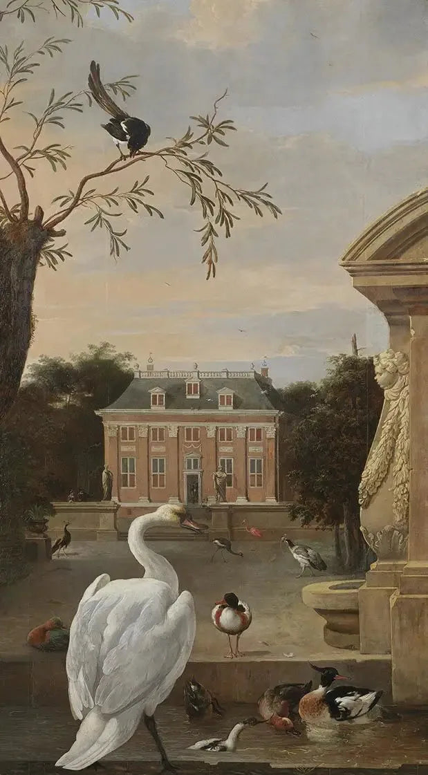 Vogelpark mit Ansicht des Landsitzes Driemond - Melchior de Hondecoeter image 1 reproduction réalisée par Alpha Reproduction