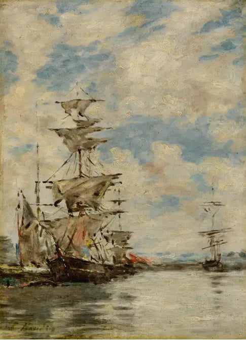 Voiliers dans le port - Eugène Boudin image 1 reproduction réalisée par Alpha Reproduction