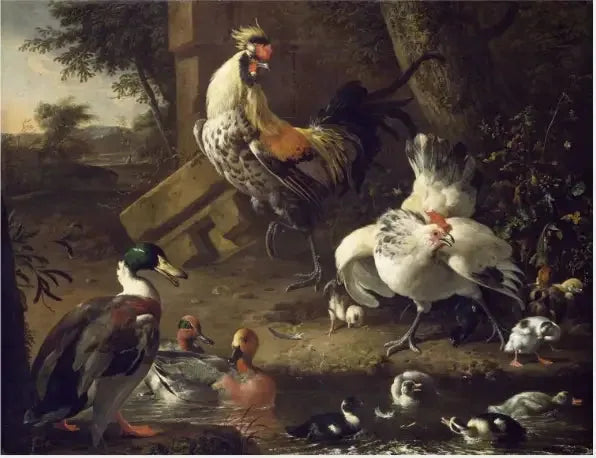 Volaille - Melchior de Hondecoeter image 1 reproduction artisanale de tableau