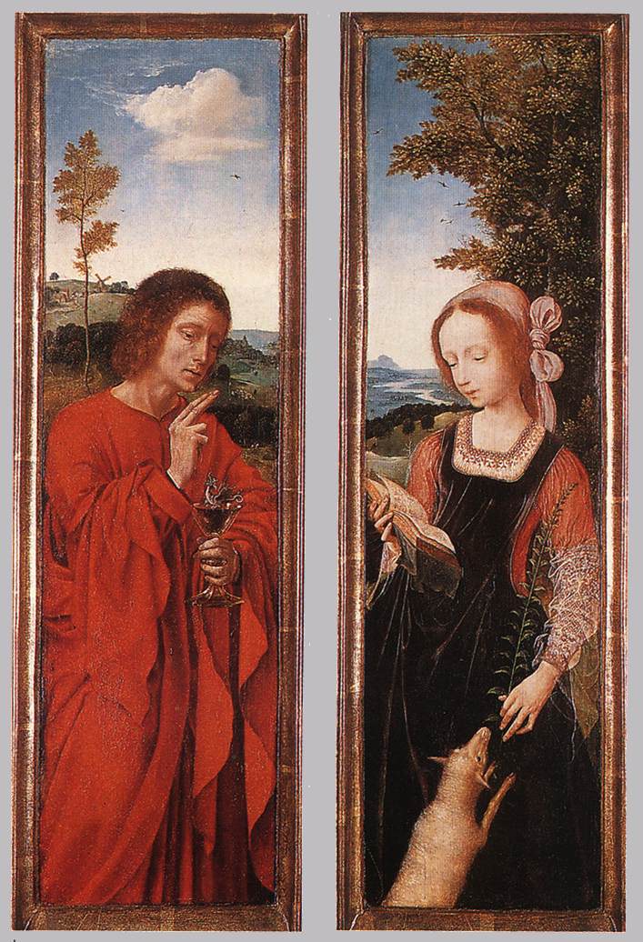 Volet d'un triptyque. Saint Jean I'Évangéliste et Sainte - Quentin Metsys image 1 tableau peint à l’huile sur toile