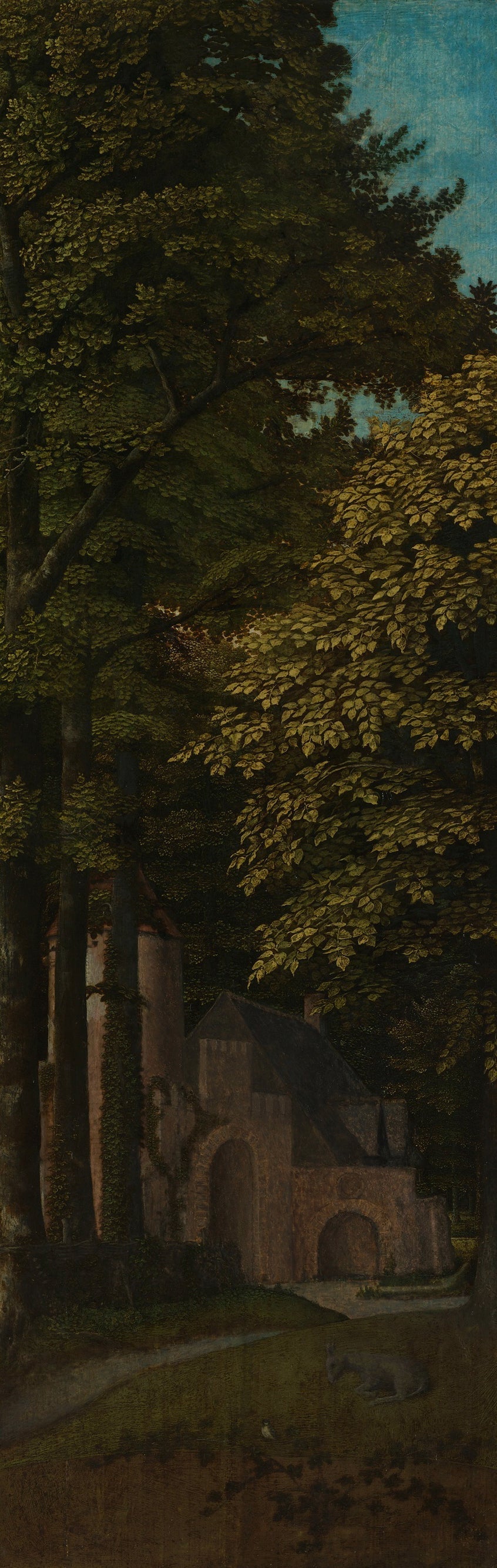 Volet extérieur gauche d'un triptyque représentant une vue en forêt - Gérard David image 1 copie peinte à la main à l’huile
