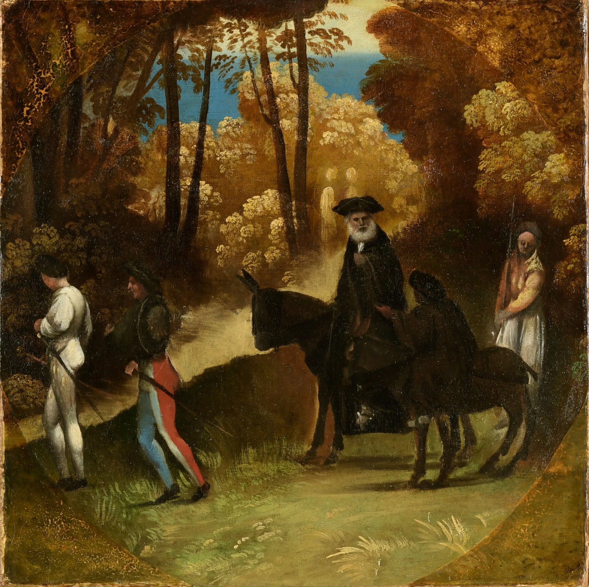Voyageurs dans une forêt - Dosso Dossi image 1 reproduction artisanale de tableau