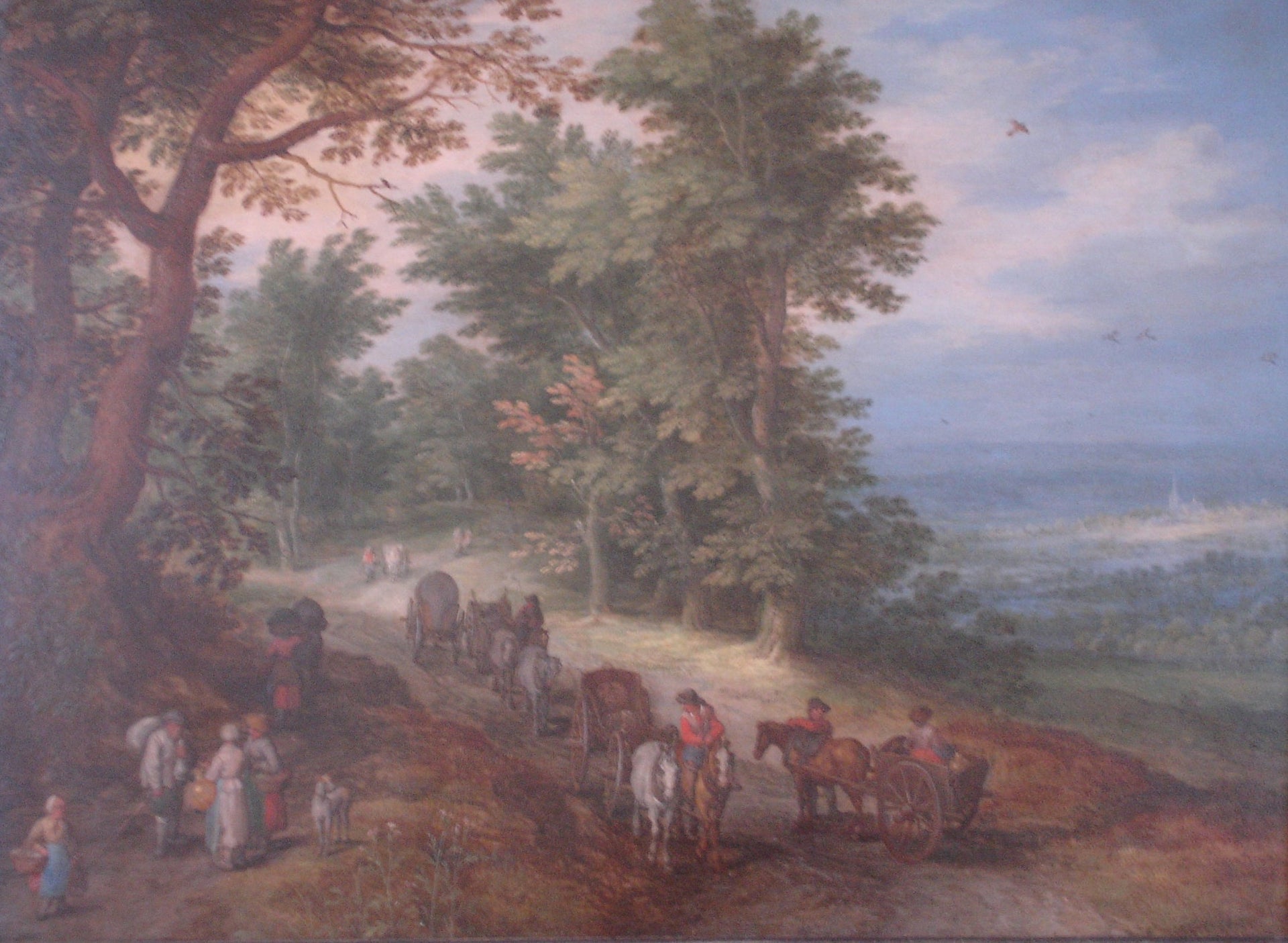 Voyageurs sur une route au sommet d'une colline - Jan Brueghel l'Ancien image 1 tableau peint à l’huile sur toile