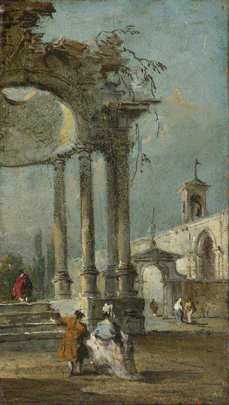 Vue Caprice avec ruines - Francesco Guardi image 1 reproduction artisanale de tableau