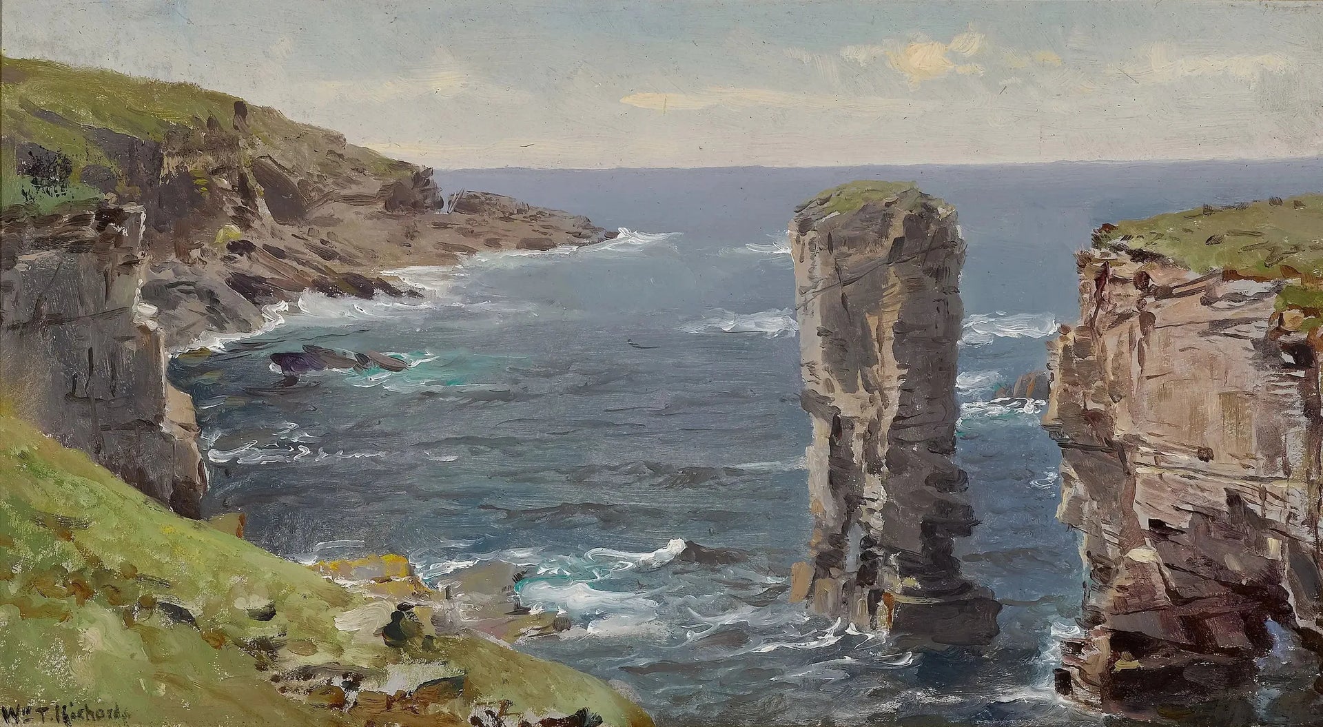 Vue côtière britannique (côte des Cornouailles) - William Trost Richards image 1 reproduction de peinture à l’huile