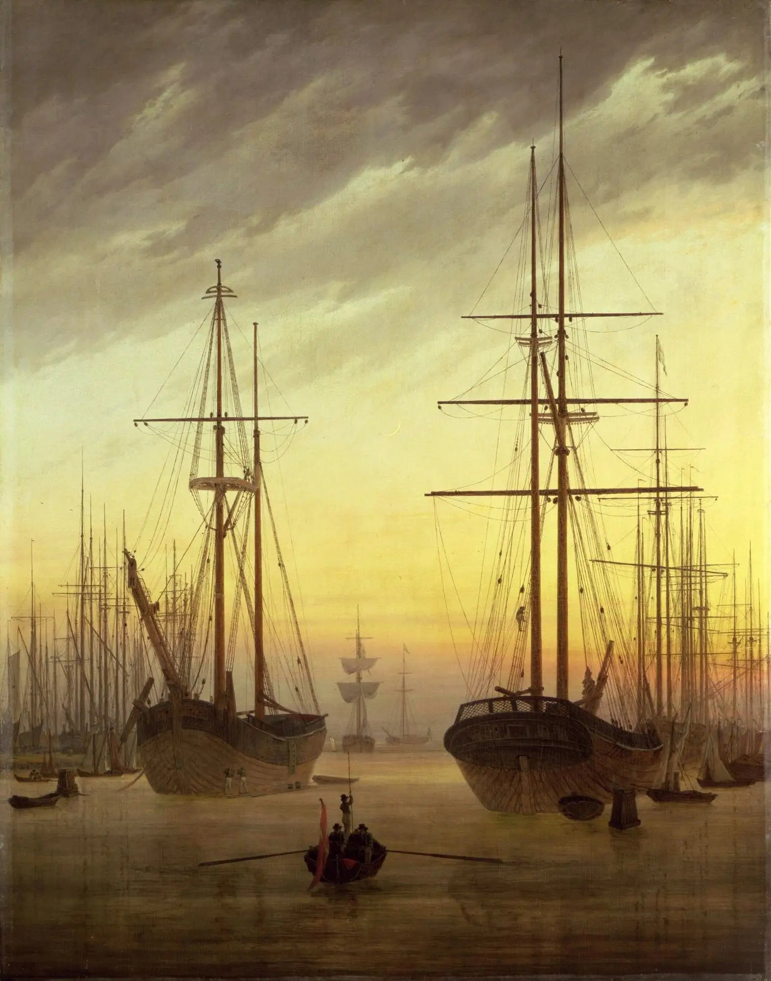 Vue d'un port - Caspar David Friedrich image 1 copie de tableau peinte à la main