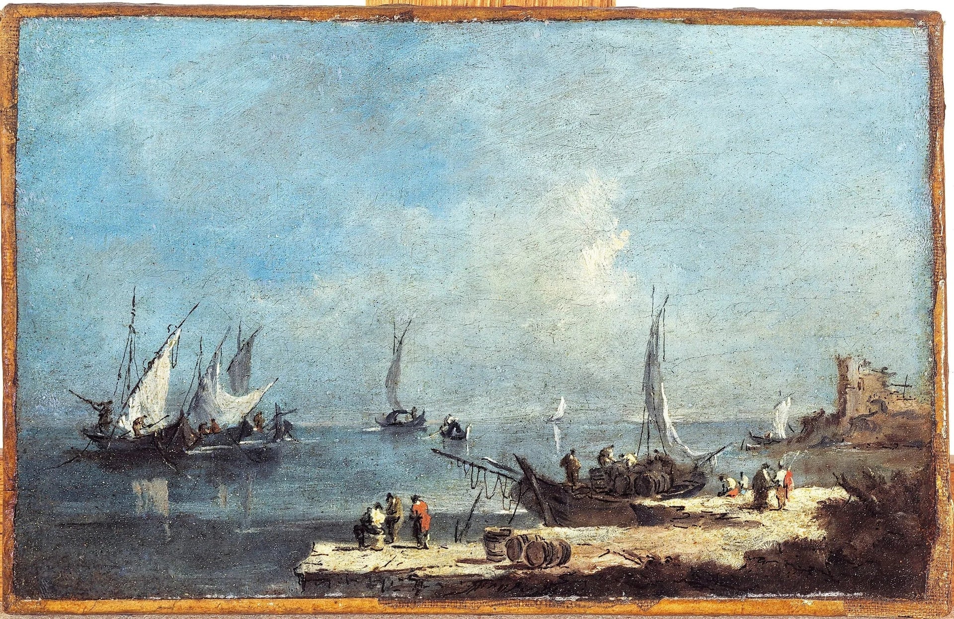 Vue d'un port, sur la lagune - Francesco Guardi image 1 reproduction artisanale de tableau