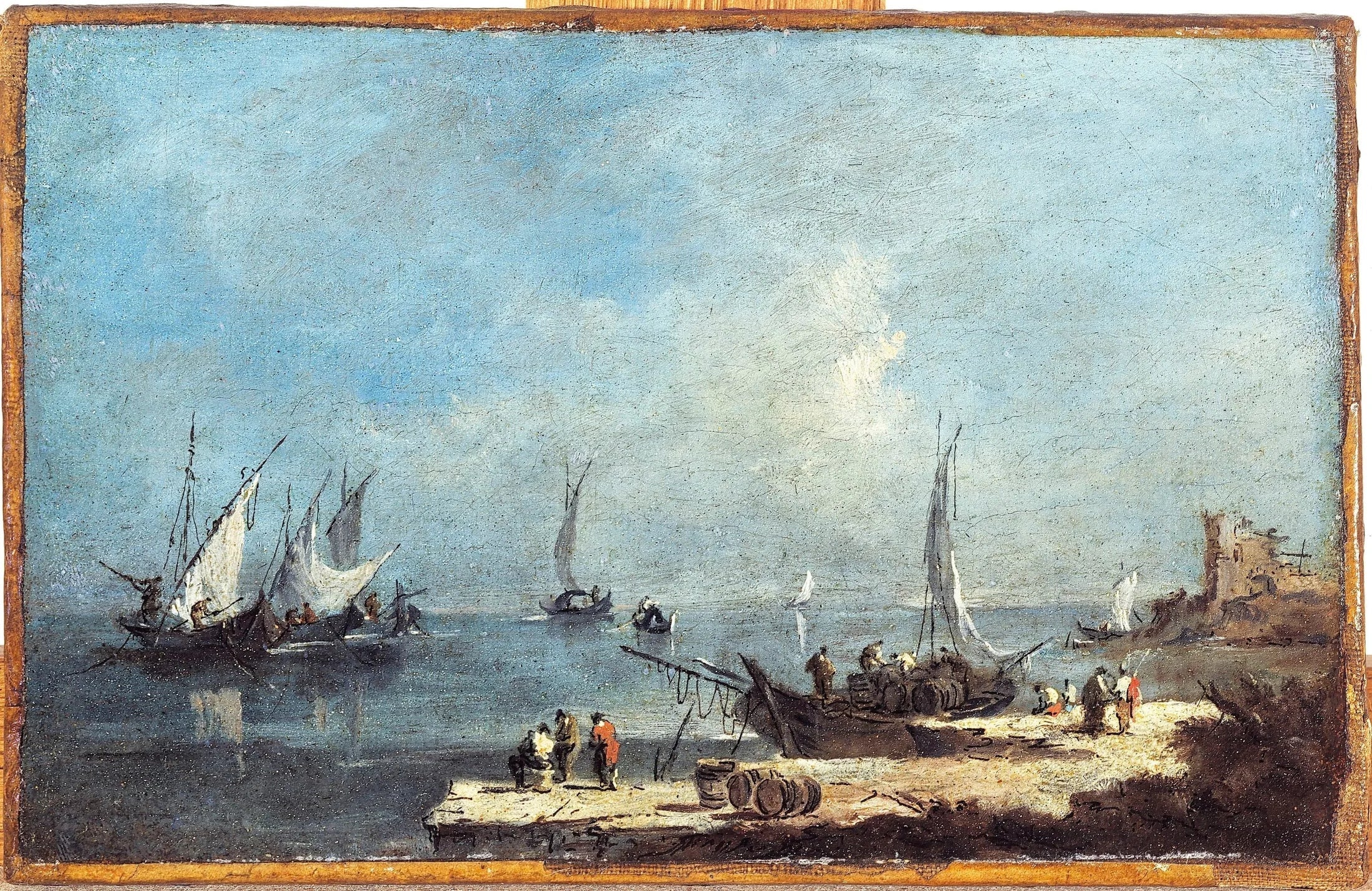 Vue d'un port, sur la lagune - Francesco Guardi image 1 reproduction artisanale de tableau