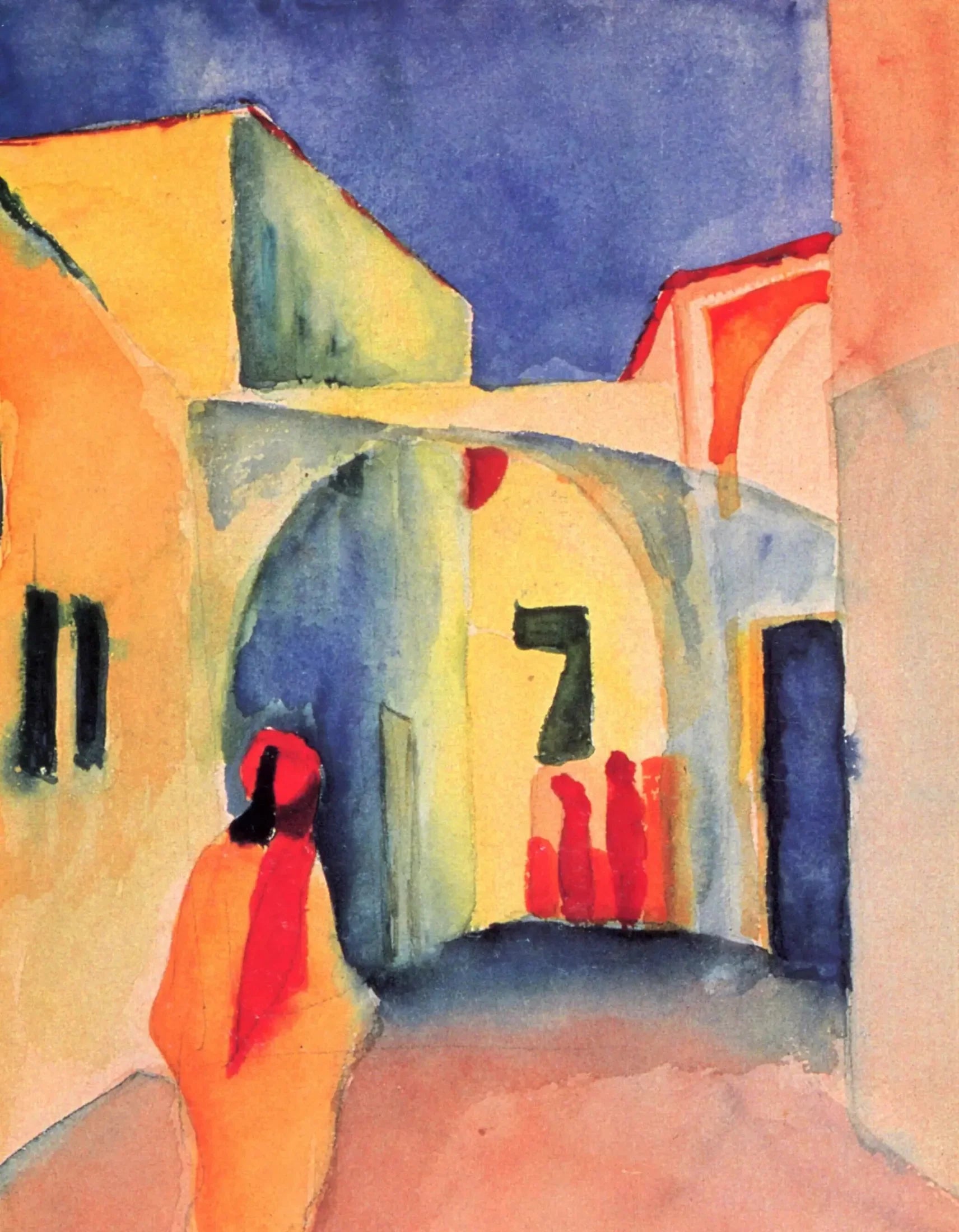 Vue dans une ruelle - August Macke image 1 reproduction de peinture à l’huile