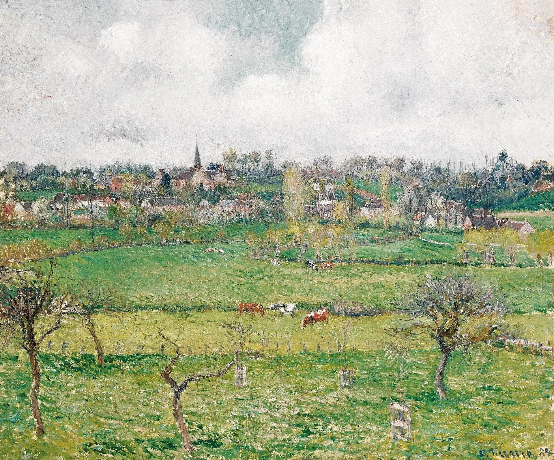 Vue de Bazincourt - Camille Pissarro image 1 reproduction de peinture à l’huile