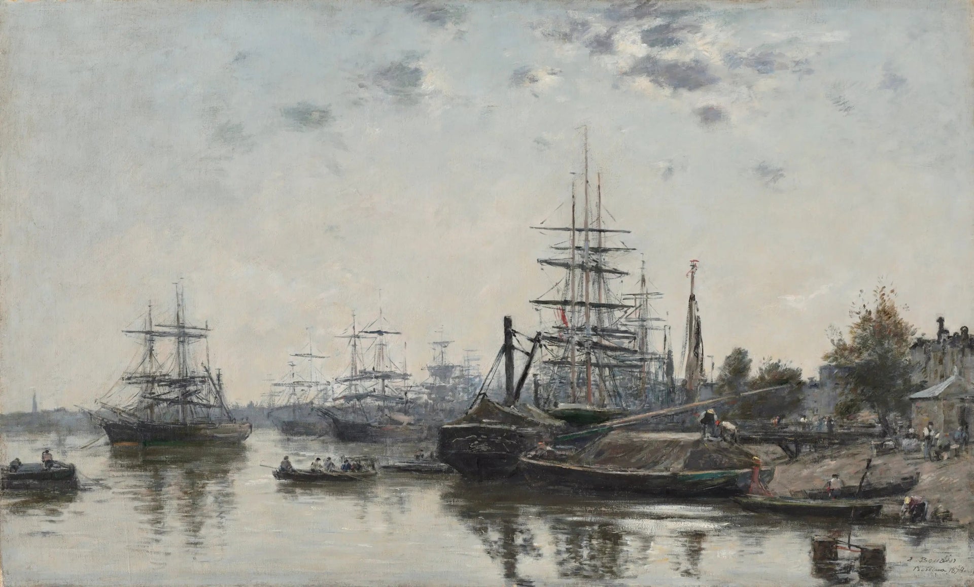 Vue de Bordeaux, du quai des Chartrons - Eugène Boudin image 1 tableau peint à l’huile sur toile