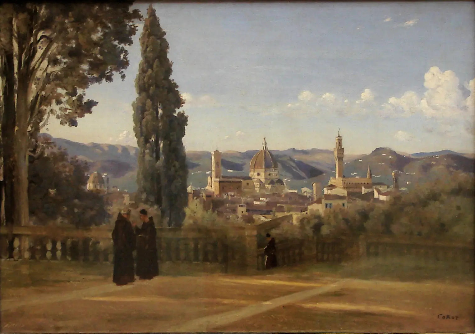 Vue de Florence depuis le jardin de Boboli - Jean-Baptiste Camille Corot image 1 tableau peint à l’huile sur toile