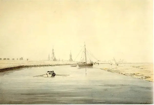 Vue de Greifswald depuis l'Est - Caspar David Friedrich image 1 copie de tableau peinte à la main