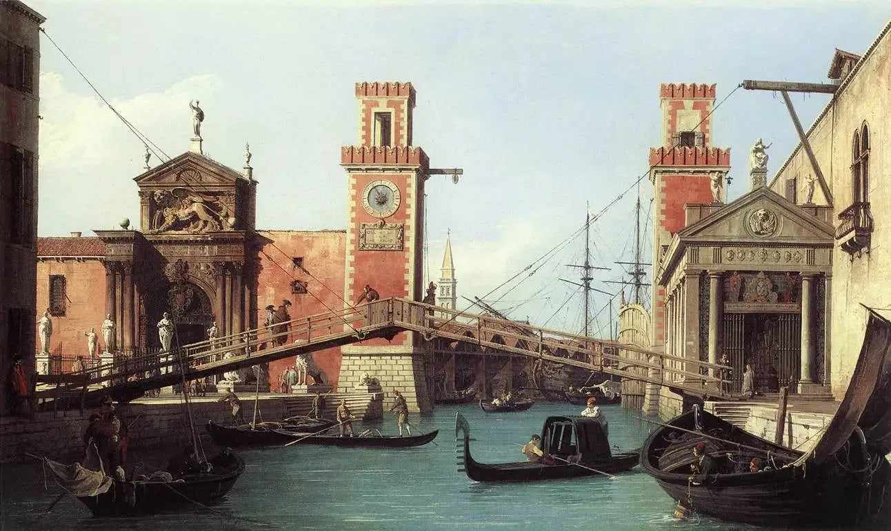 Vue de l'entrée de l'Arsenal - Canaletto image 1 copie peinte à la main à l’huile