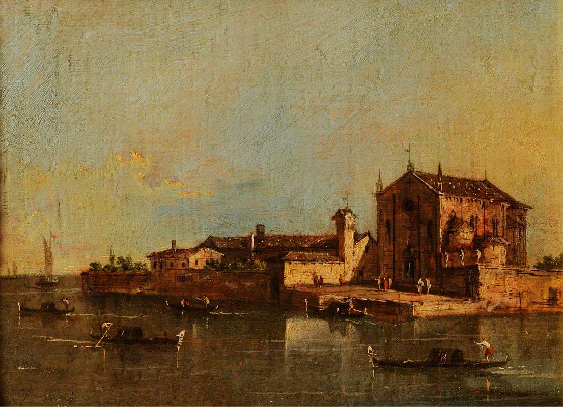 Vue de l'île de San Cristoforo, Venise - Francesco Guardi image 1 reproduction artisanale de tableau
