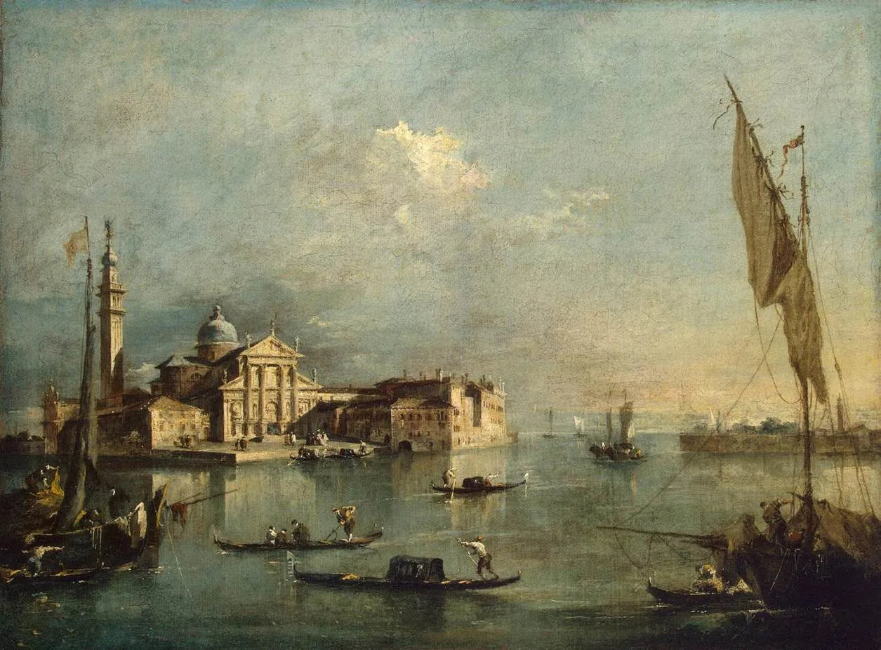 Vue de l'île de San Giorgio Maggiore - Francesco Guardi image 1 reproduction de peinture à l’huile