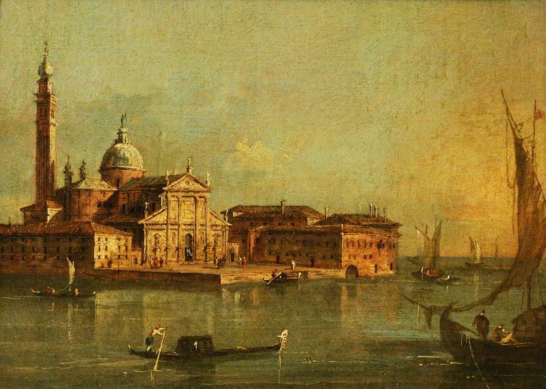 Vue de l'île de San Giorgio Maggiore, Venise - Francesco Guardi image 1 copie de tableau peinte à la main