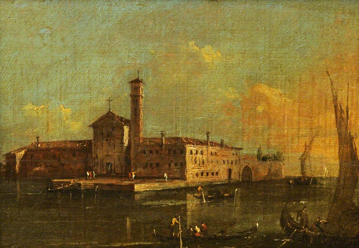 Vue de l'île de San Lazaro, Venise - Francesco Guardi image 1 copie peinte à la main à l’huile
