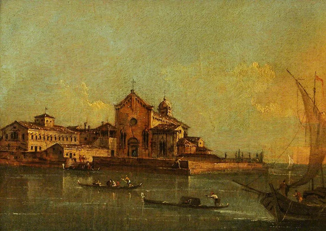 Vue de l'île de Sant'Elena, Venise - Francesco Guardi image 1 tableau peint à l’huile sur toile