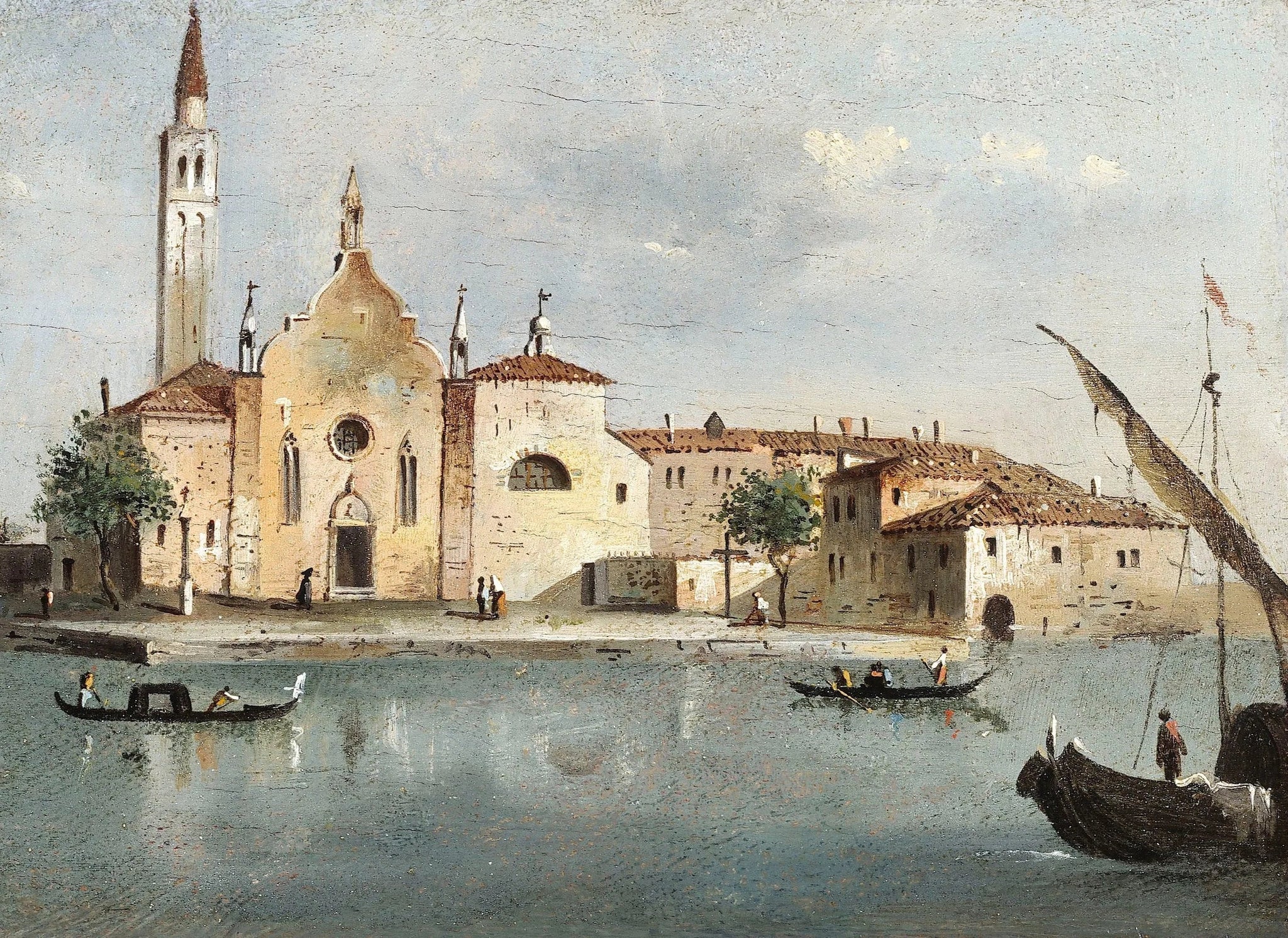 Vue de l'île de Santa Maria delle Grazie - Francesco Guardi image 1 reproduction artisanale de tableau