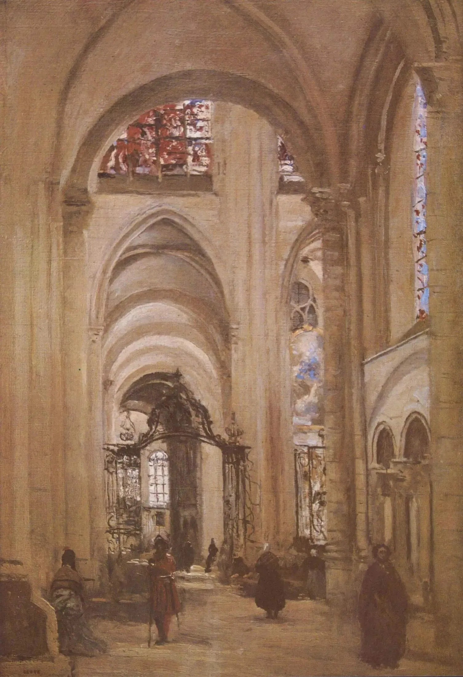 Vue de l'intérieur de la cathédrale de Sens - Jean-Baptiste Camille Corot image 1 reproduction réalisée par Alpha Reproduction