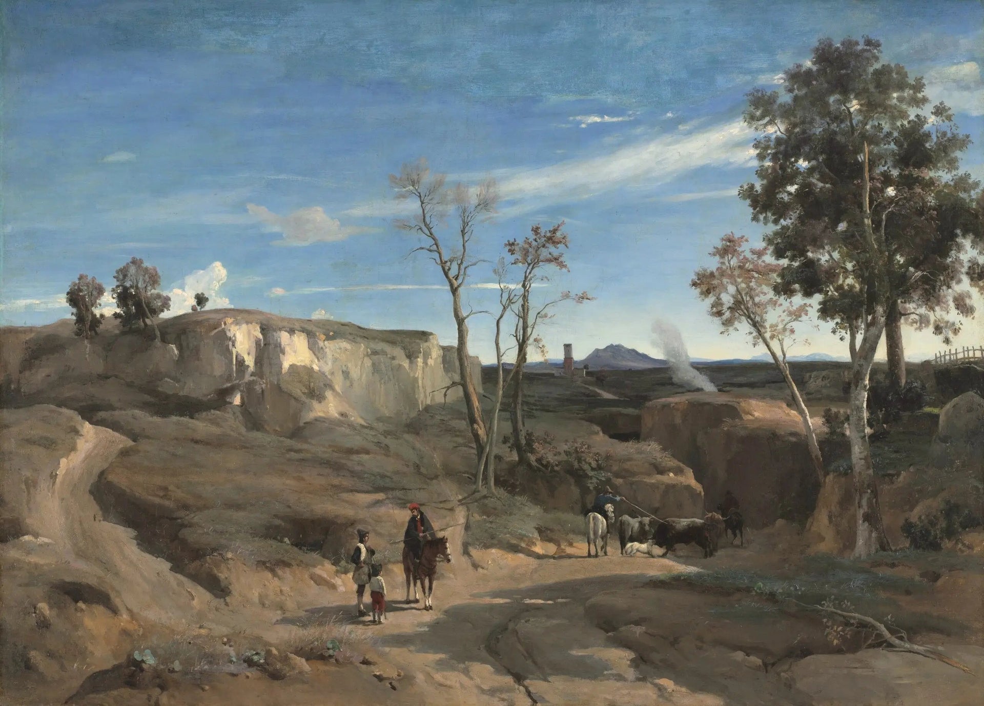 Vue de la Cervara, Campagne de Rome - Jean-Baptiste Camille Corot image 1 copie peinte à la main à l’huile