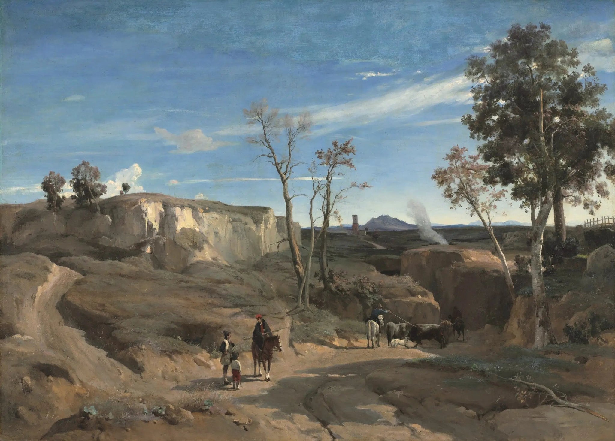 Vue de la Cervara, Campagne de Rome - Jean-Baptiste Camille Corot image 1 copie peinte à la main à l’huile
