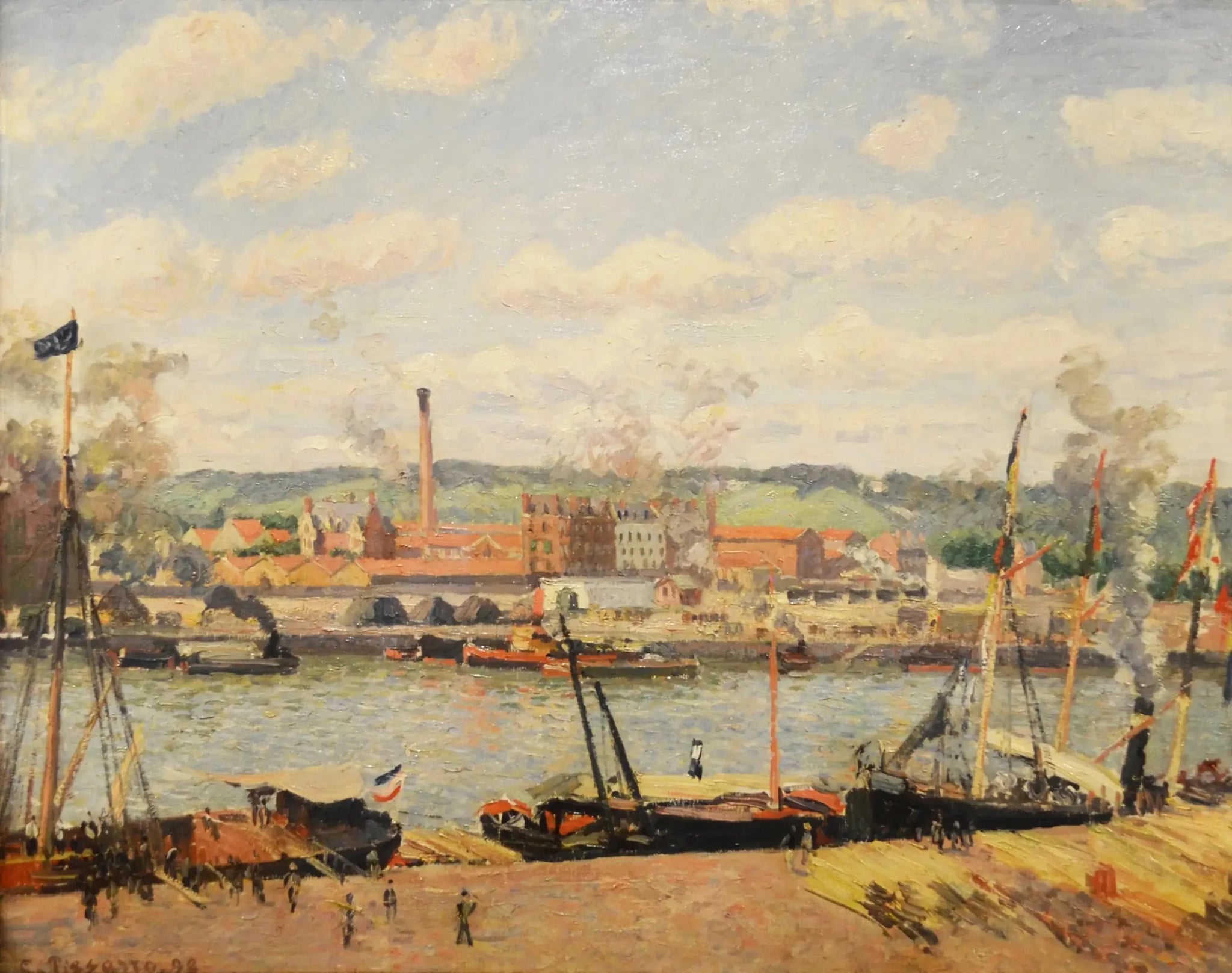 Vue de la cotonnière d'Oissel, environs de Rouen - Camille Pissarro image 1 reproduction artisanale de tableau