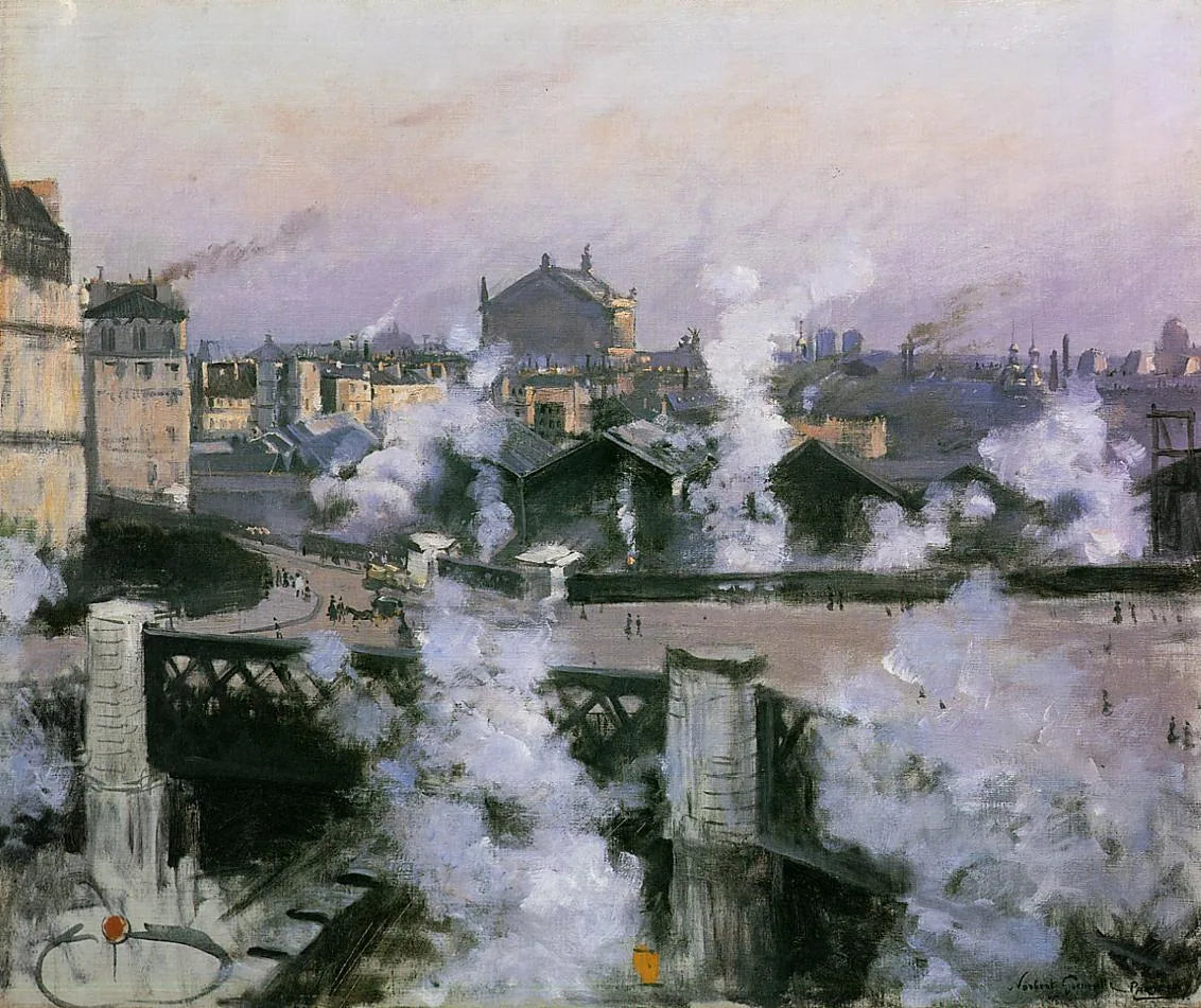 Vue de la gare Saint-Lazare, Paris - Norbert Gœneutte image 1 reproduction de peinture à l’huile