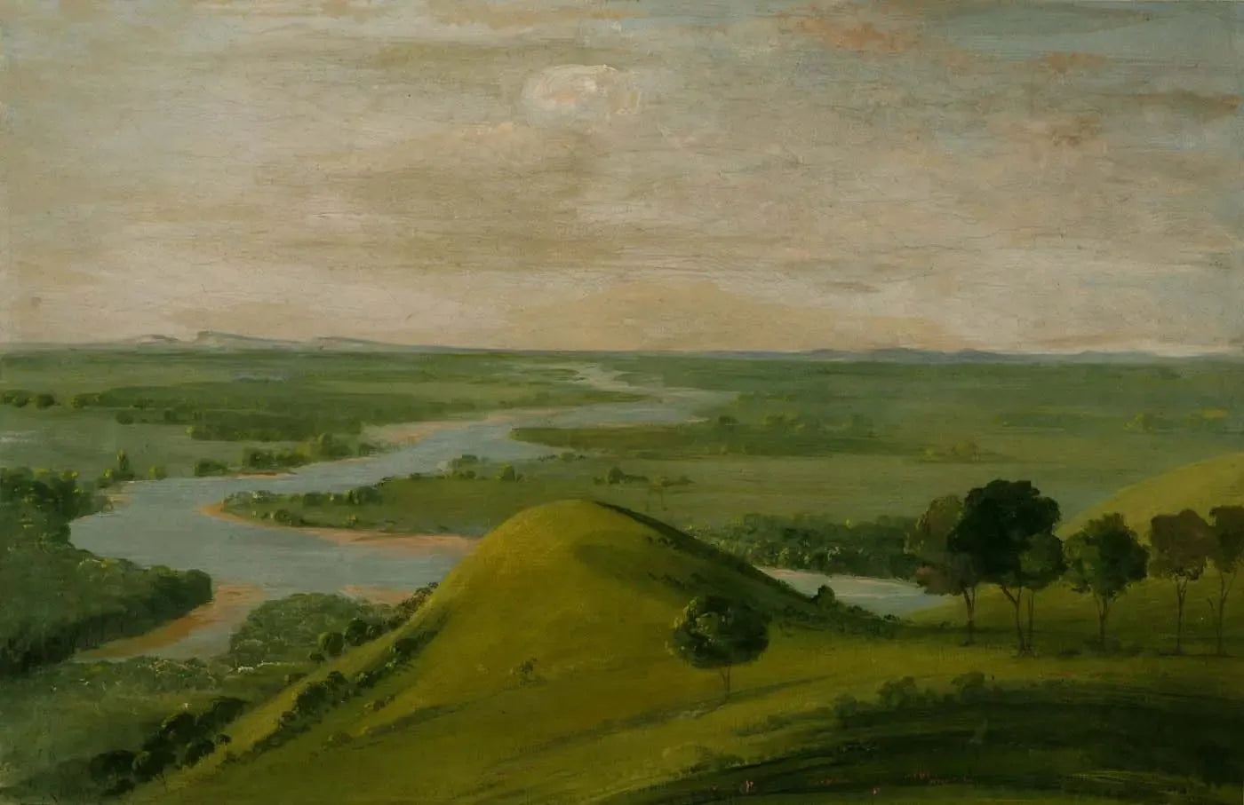 Vue de la jonction de la rivière Rouge et de la False Washita, au Texas - George Catlin image 1 reproduction de peinture à l’huile