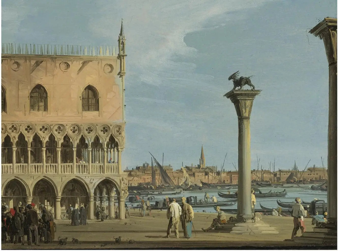 Vue de la Piazetta avec l'angle sud-ouest du Palais des Doges - Canaletto image 1 reproduction artisanale de tableau