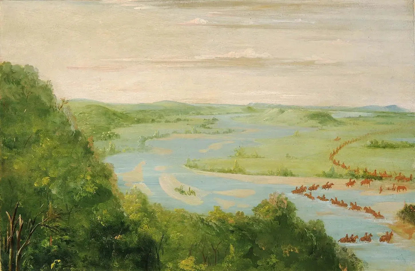 Vue de la rivière Canadienne, Dragoons Crossing - George Catlin image 1 reproduction réalisée par Alpha Reproduction