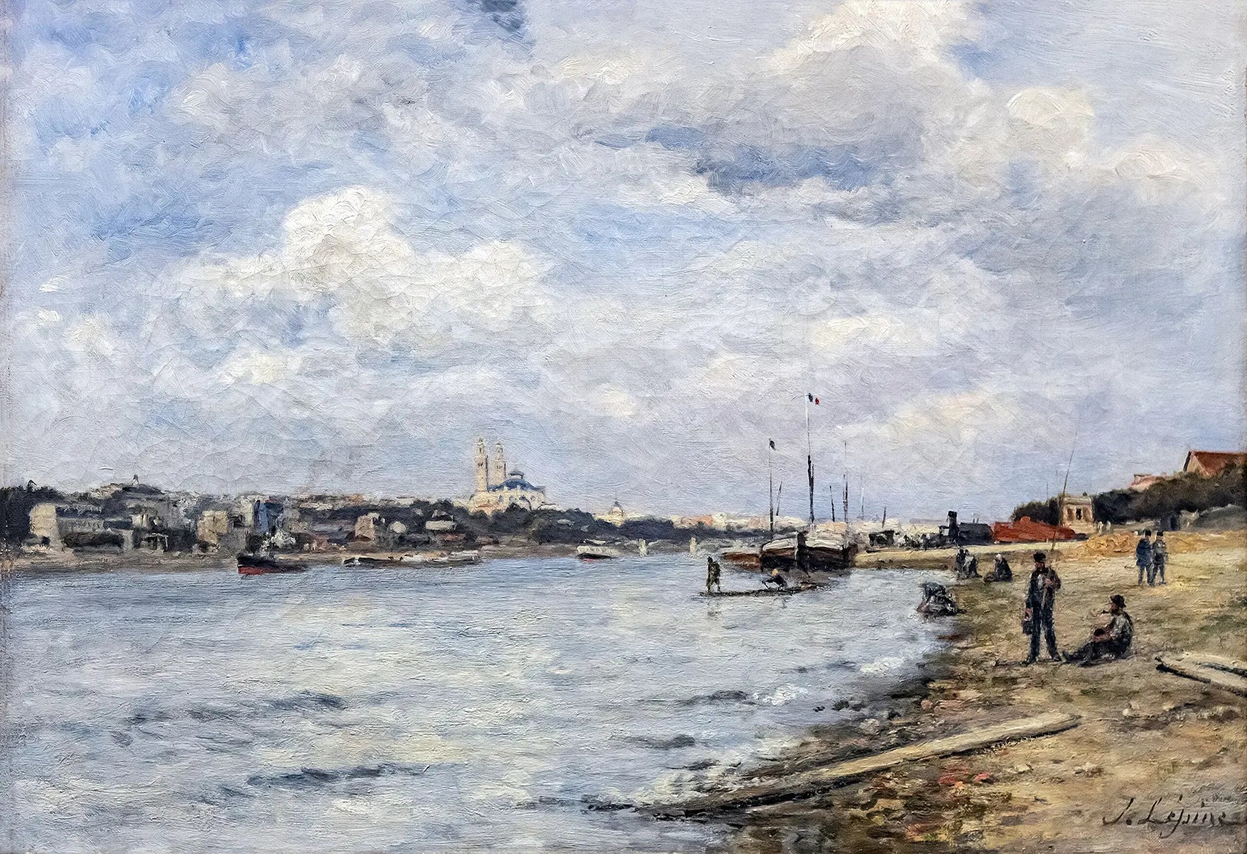 Vue de la Seine et du Trocadéro ; le pont de Grenelle - Stanislas Lépine image 1 copie peinte à la main à l’huile