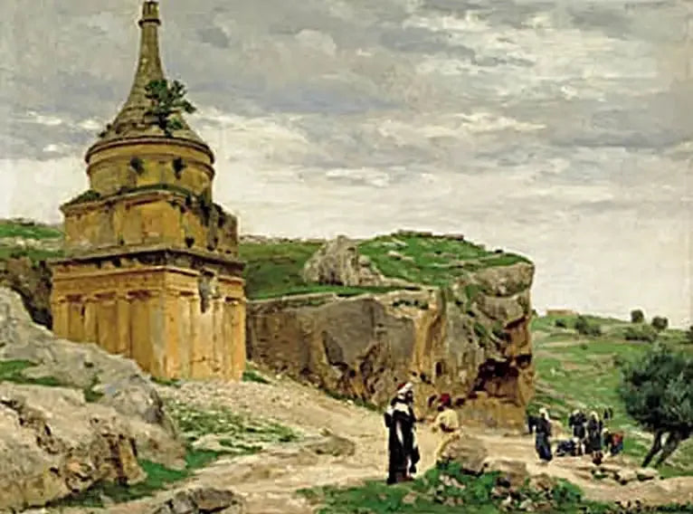 Vue de la vallée du Cédron avec le tombeau d'Absalom, près de Jérusalem. - H. A. Brendekilde image 1 copie de tableau peinte à la main