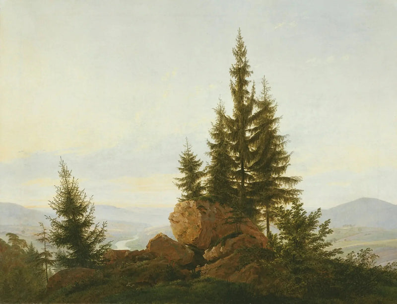 Vue de la vallée de l'Elbe - Caspar David Friedrich