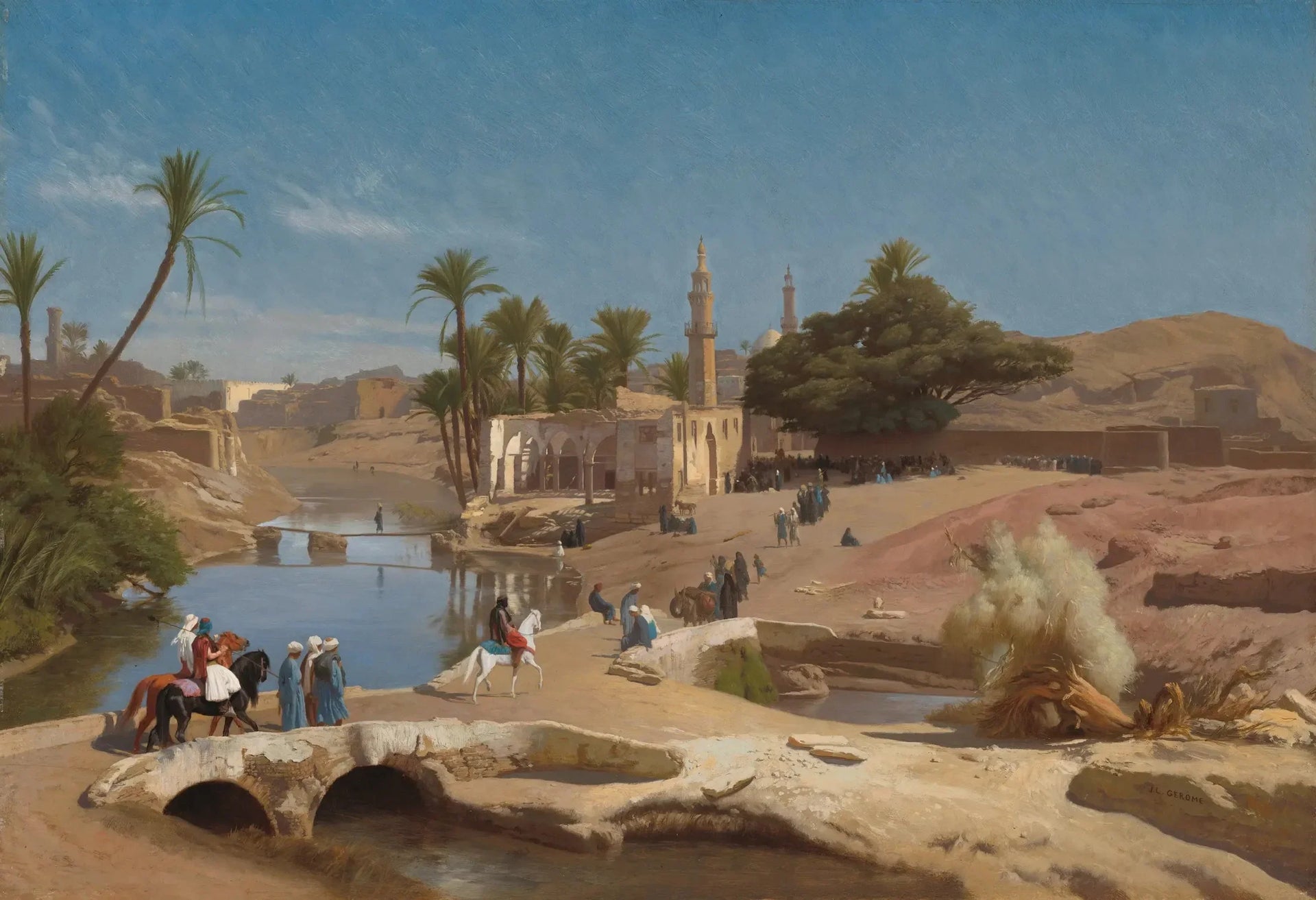 Vue de Médinet El-Fayoum - Jean-Léon Gérôme image 1 reproduction d’œuvre d’art à l’huile