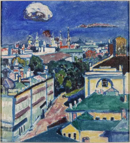 Vue de Moscou depuis la fenêtre de l'appartement de Kandinsky au n° 1, place Zoubovsky - Vassily Kandinsky image 1 tableau peint à l’huile sur toile