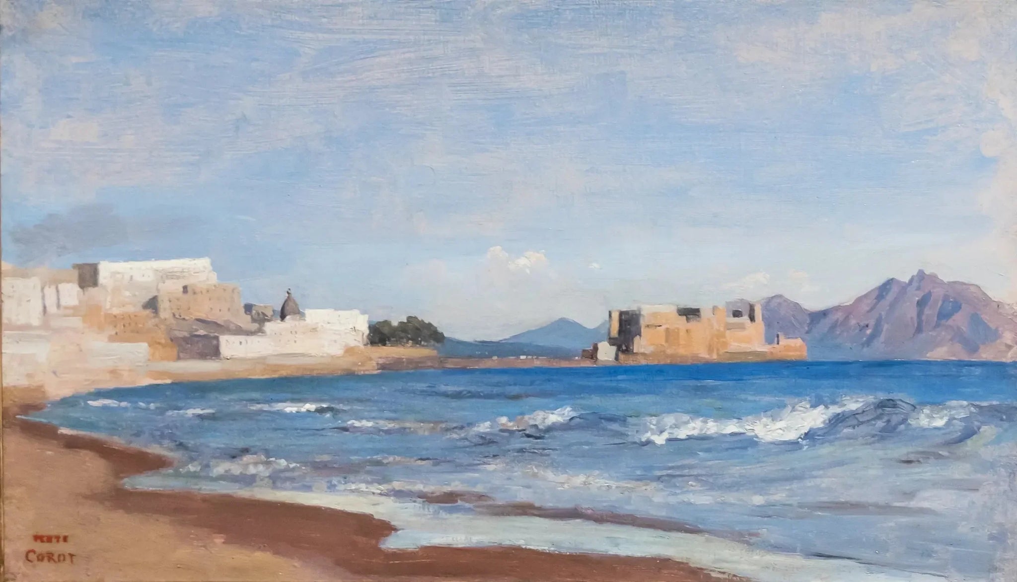 Vue de Naples - Jean-Baptiste Camille Corot image 1 copie peinte à la main à l’huile