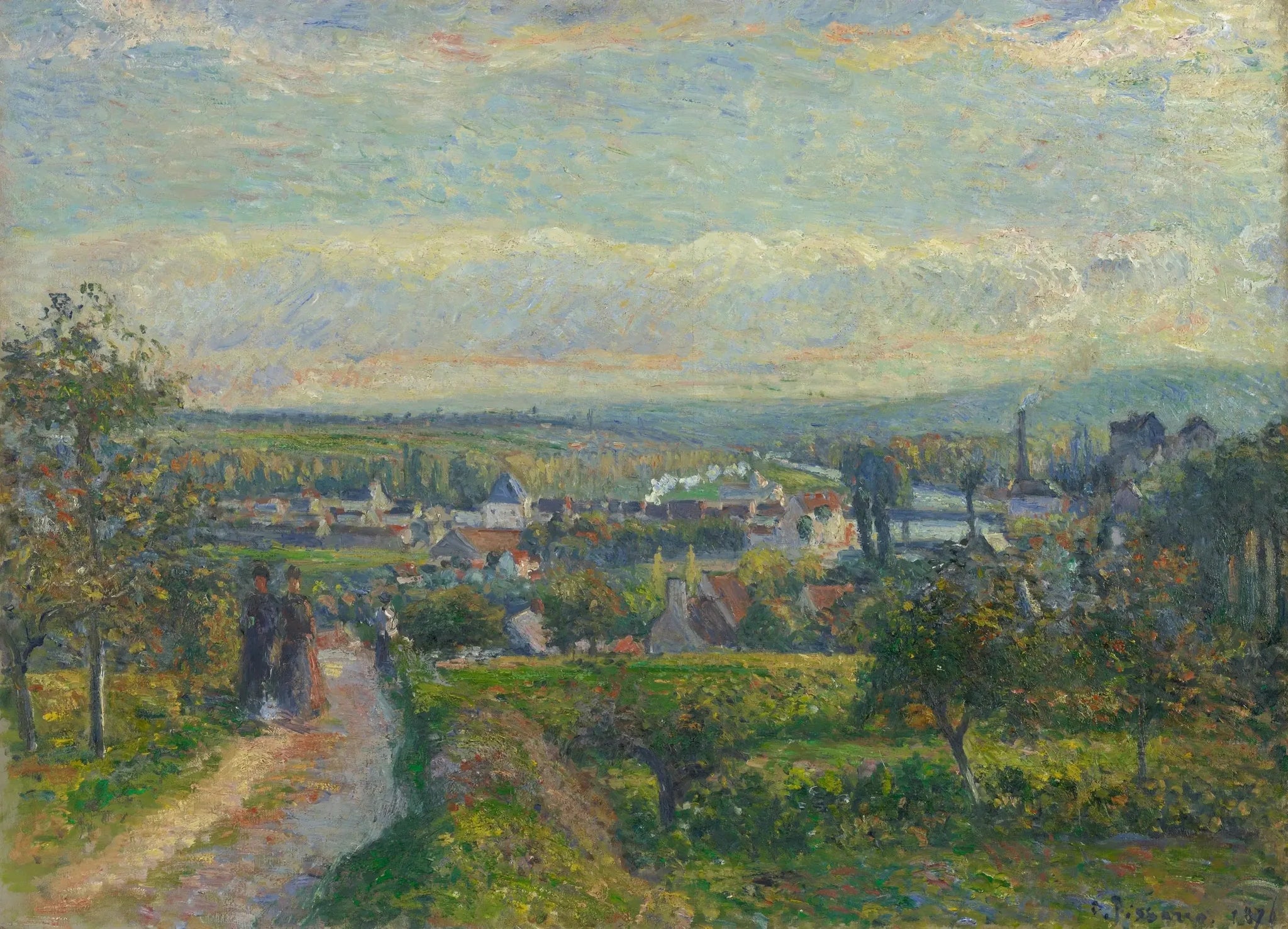Vue de Saint-Ouen-l'Aumône - Camille Pissarro image 1 copie peinte à la main à l’huile