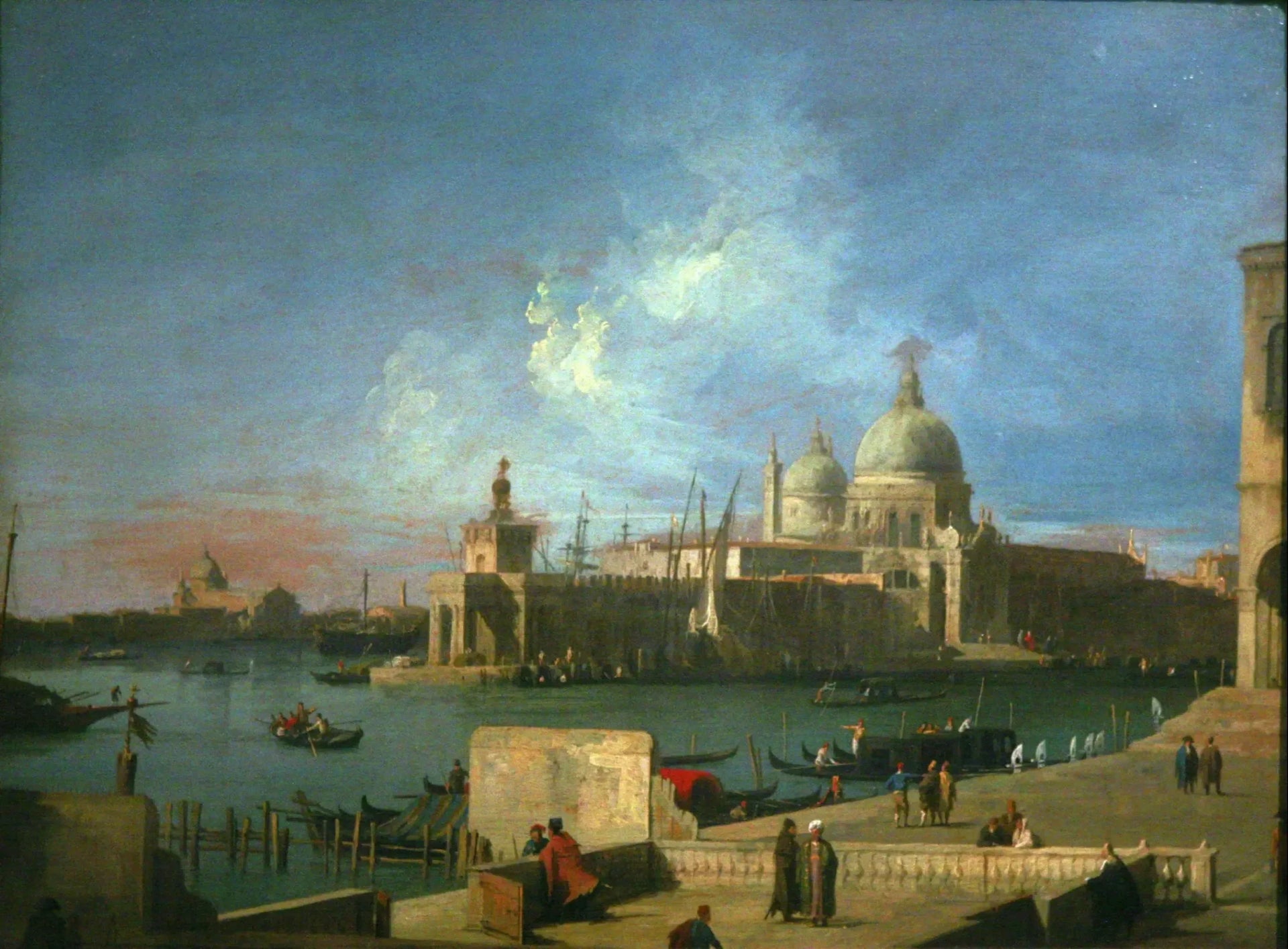 Vue de Santa Maria della Salute, depuis l'entrée du Grand Canal - Canaletto image 1 copie de tableau peinte à la main