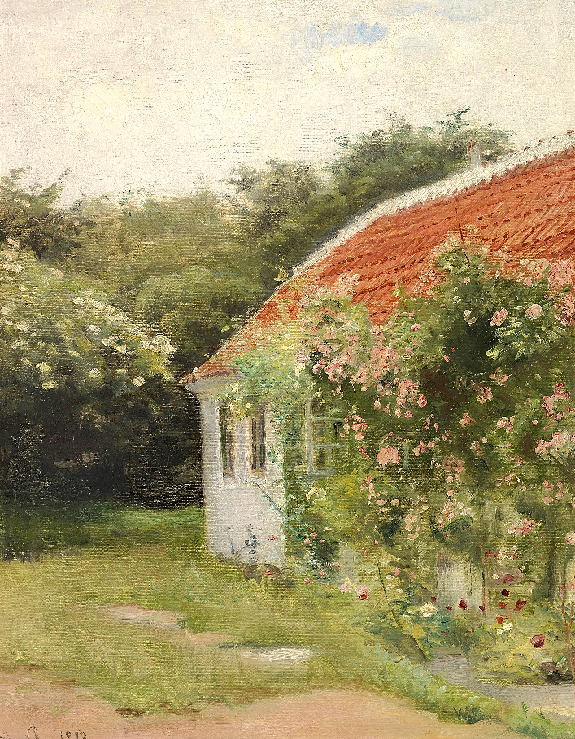 Vue de Skagen avec Havehuset (la maison du jardin). - Michael Peter Ancher image 1 copie de tableau peinte à la main