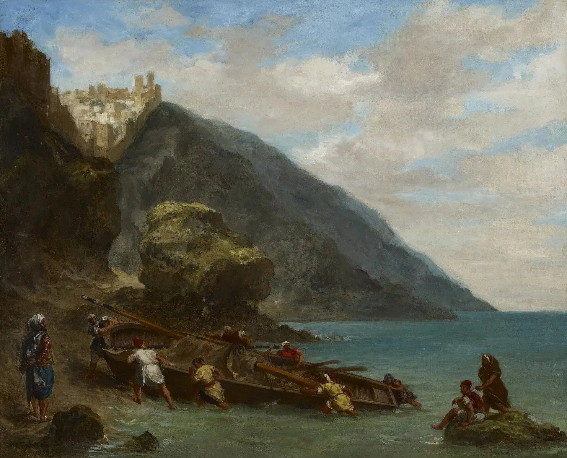 Vue de Tanger depuis le bord de la mer - Eugène Delacroix image 1 copie peinte à la main à l’huile
