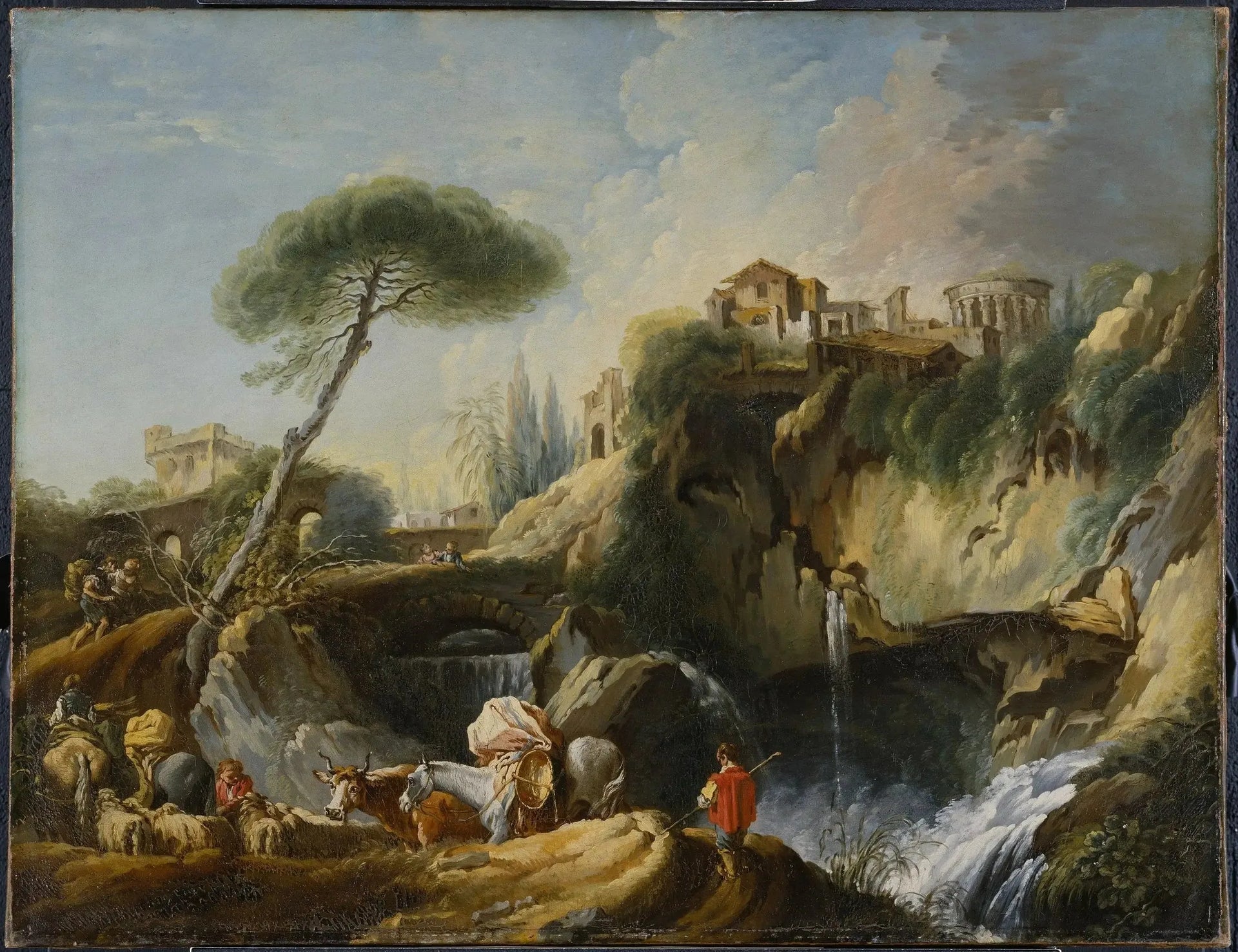 Vue de Tivoli avec le temple de Vesta - François Boucher image 1 copie peinte à la main à l’huile