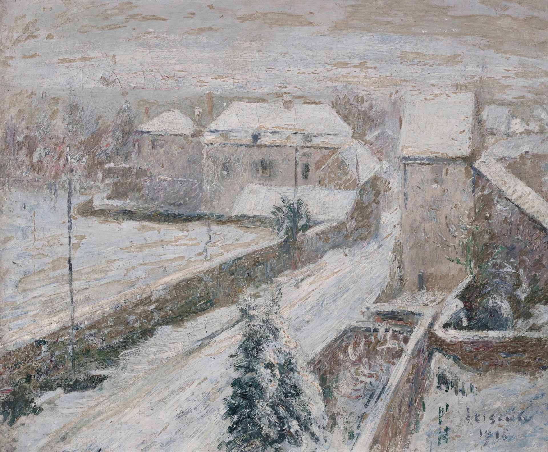 Vue de Triel sous la neige - Gustave Loiseau image 1 reproduction artisanale de tableau
