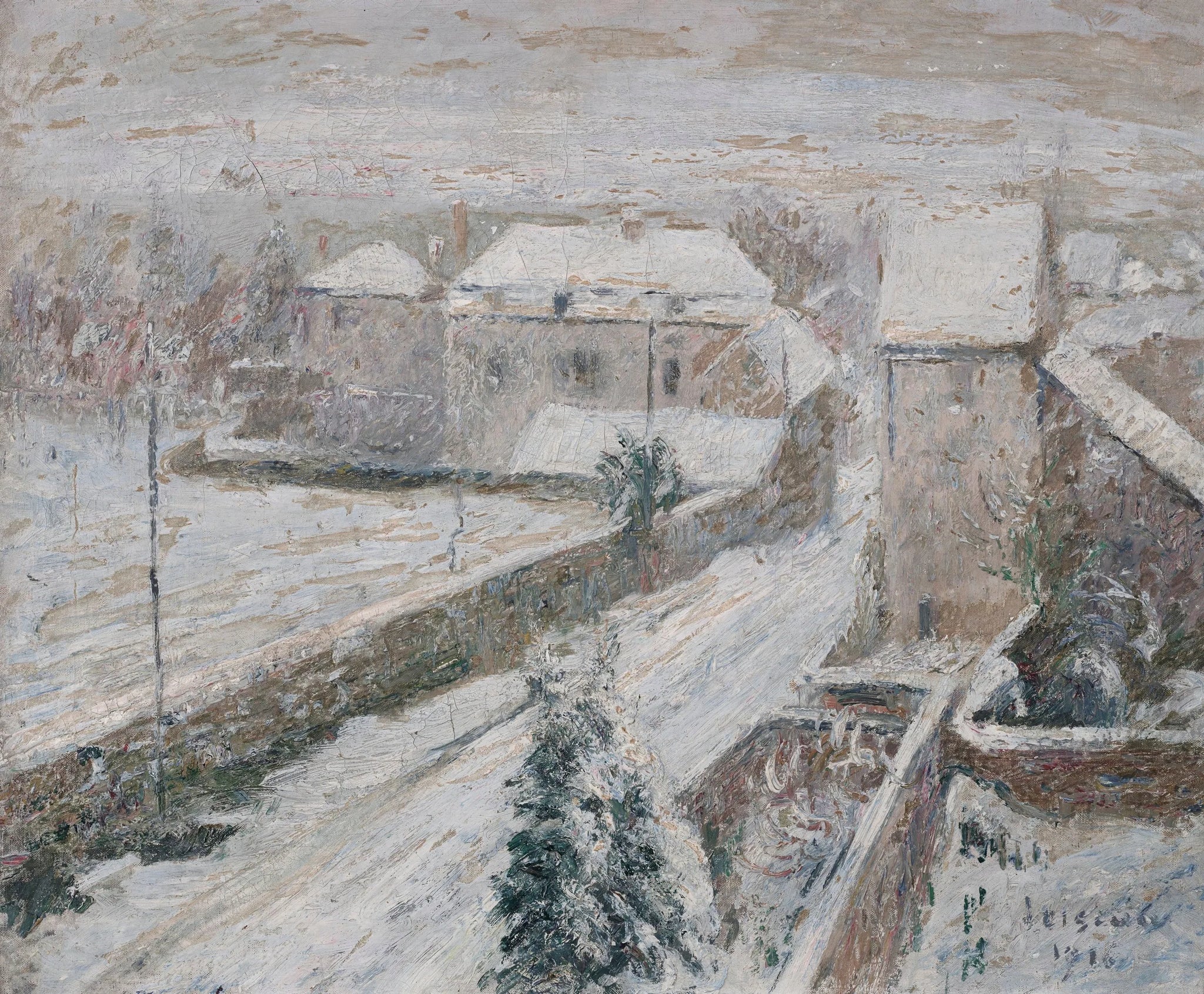 Vue de Triel sous la neige - Gustave Loiseau image 1 reproduction artisanale de tableau