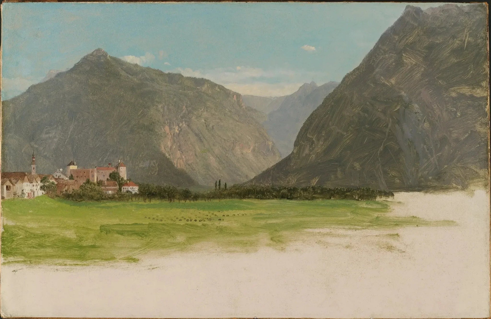 Vue de Wimmis, vallée du Simmental, Suisse - Frederic Edwin Church image 1 reproduction de peinture à l’huile